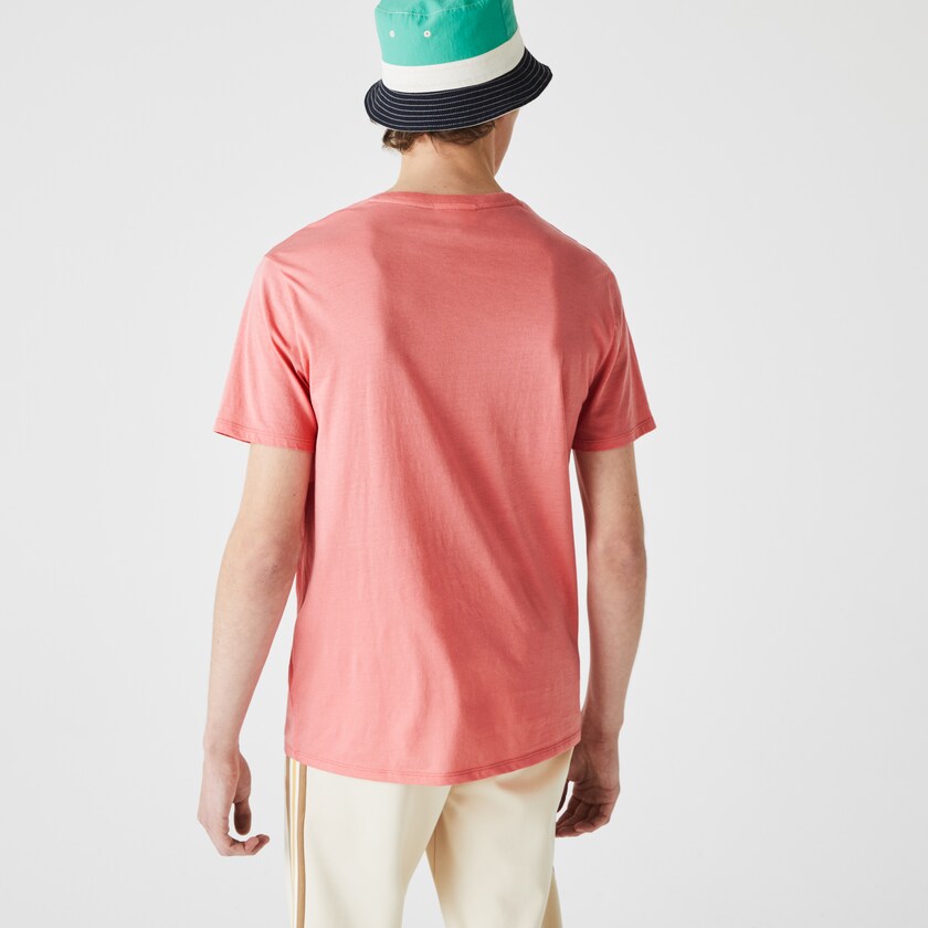 Camiseta Lacoste V-neck Pima Cotton Jersey Hombre Rosas | HE8-94549T1