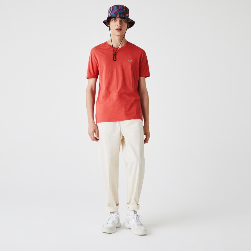 Camiseta Lacoste V-neck Pima Cotton Jersey Hombre Rojos | IH6-20662F4