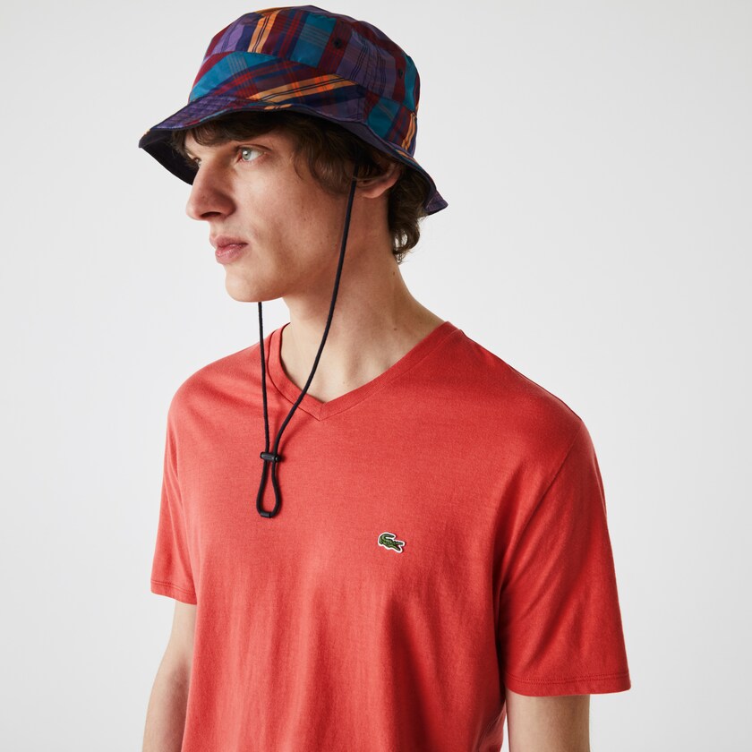 Camiseta Lacoste V-neck Pima Cotton Jersey Hombre Rojos | IH6-20662F4