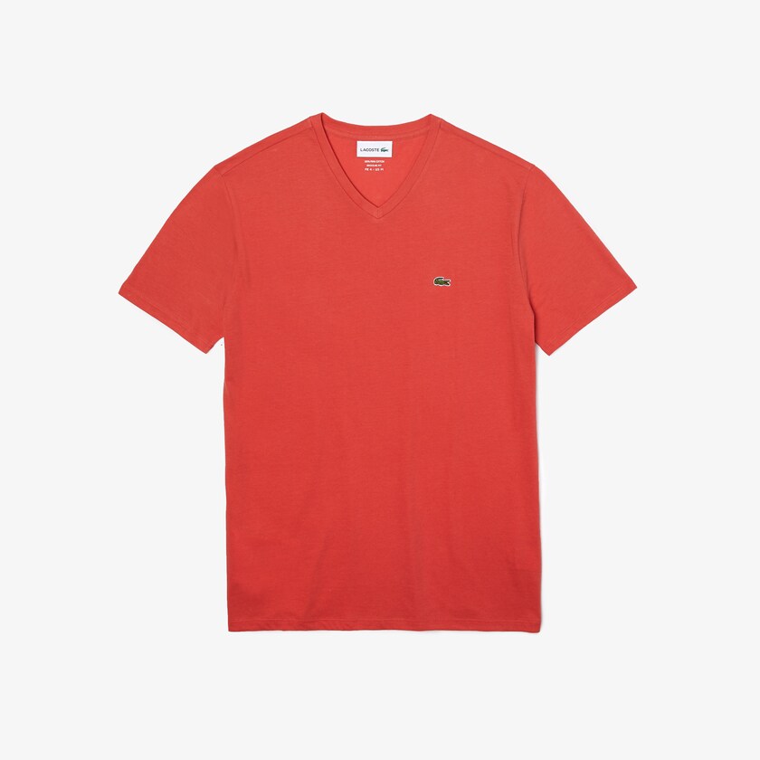Camiseta Lacoste V-neck Pima Cotton Jersey Hombre Rojos | IH6-20662F4