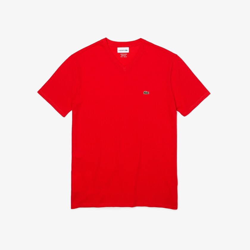 Camiseta Lacoste V-neck Pima Cotton Jersey Hombre Rojos | BL6-07510O5