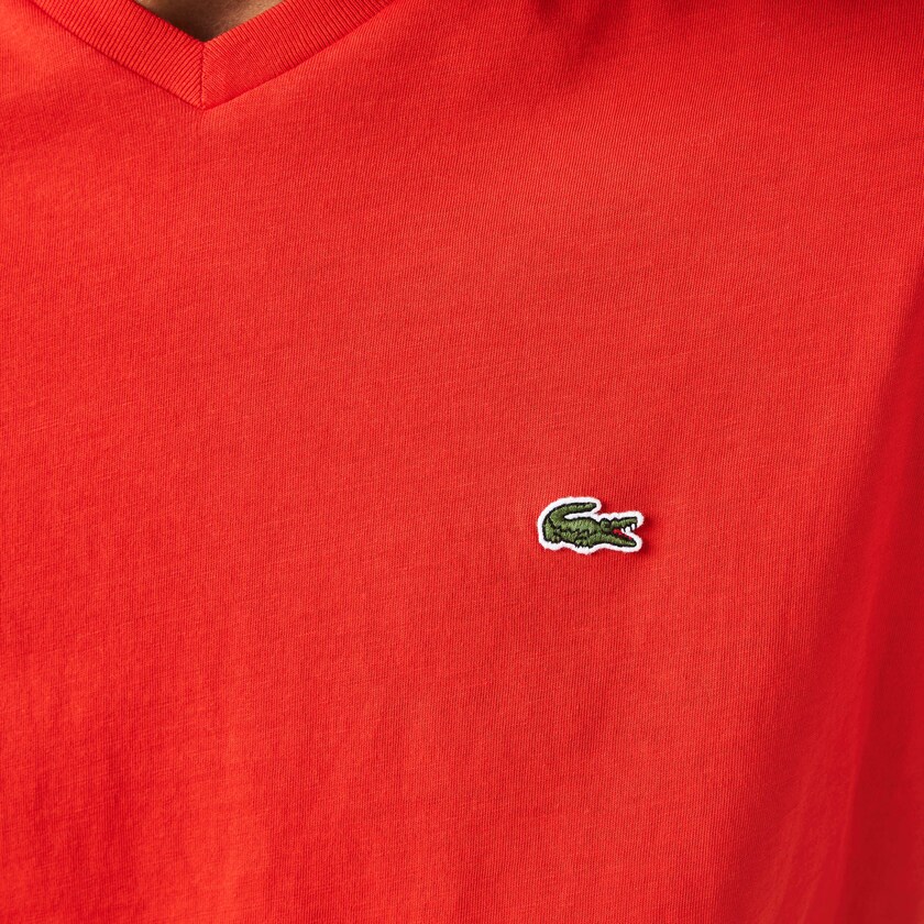 Camiseta Lacoste V-neck Pima Cotton Jersey Hombre Rojos | BL6-07510O5