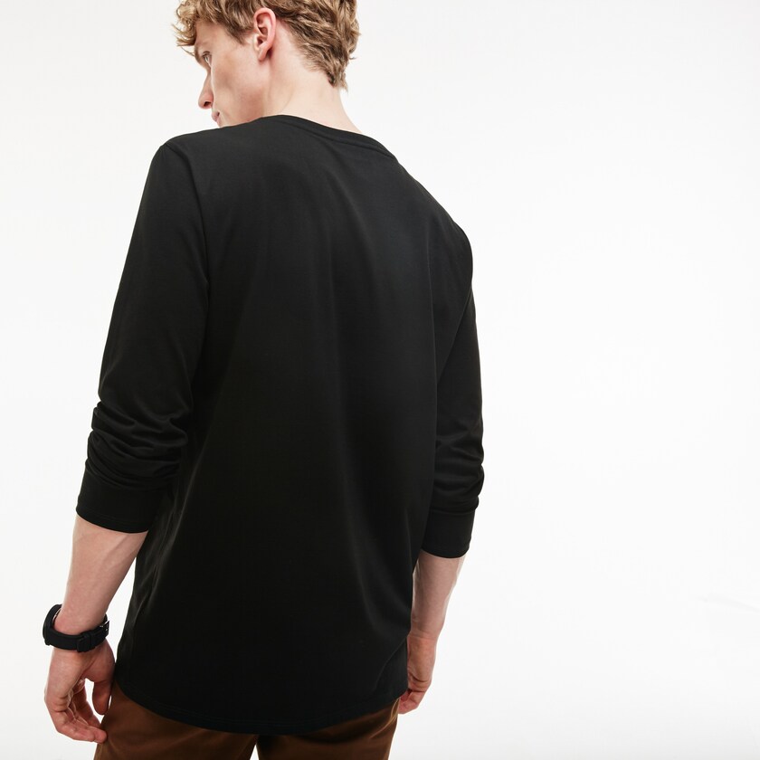 Camiseta Lacoste Hombre Negros V-neck Soft Cotton QC4-08450Q4