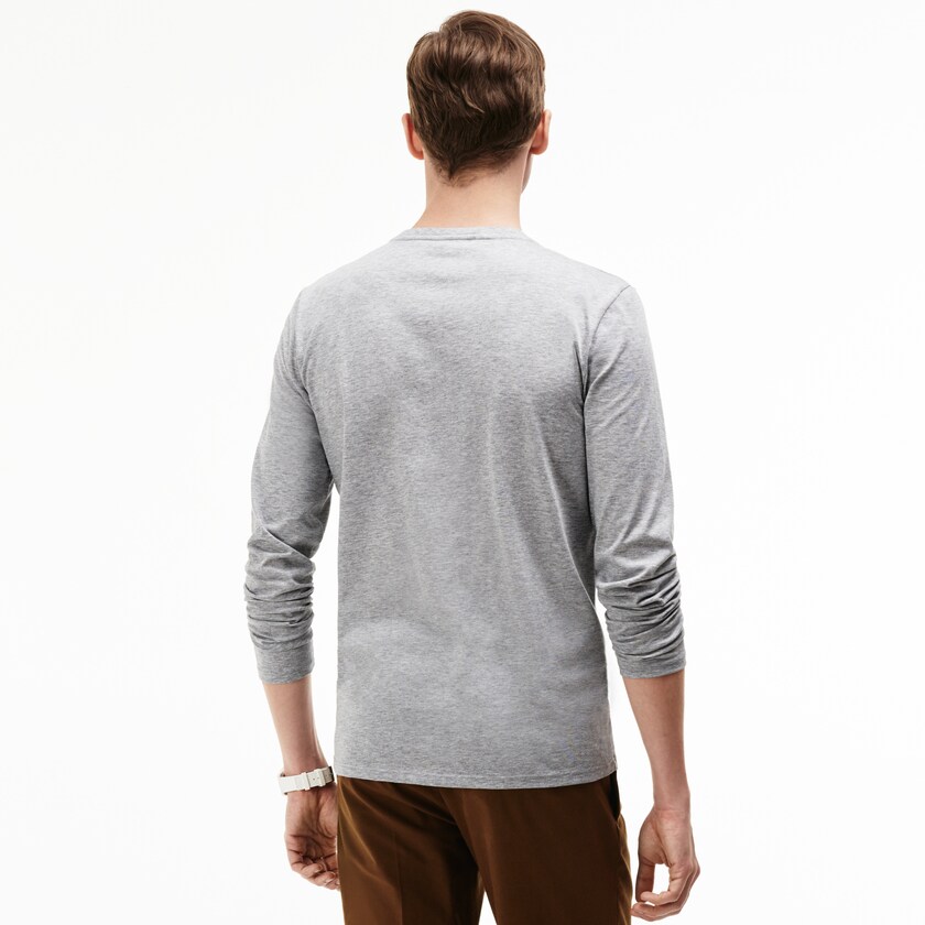 Camiseta Lacoste V-neck Soft Cotton Hombre Grises | IY8-88378K6