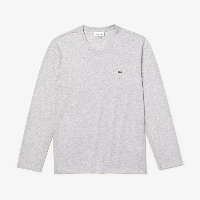 Camiseta Lacoste V-neck Soft Cotton Hombre Grises | IY8-88378K6