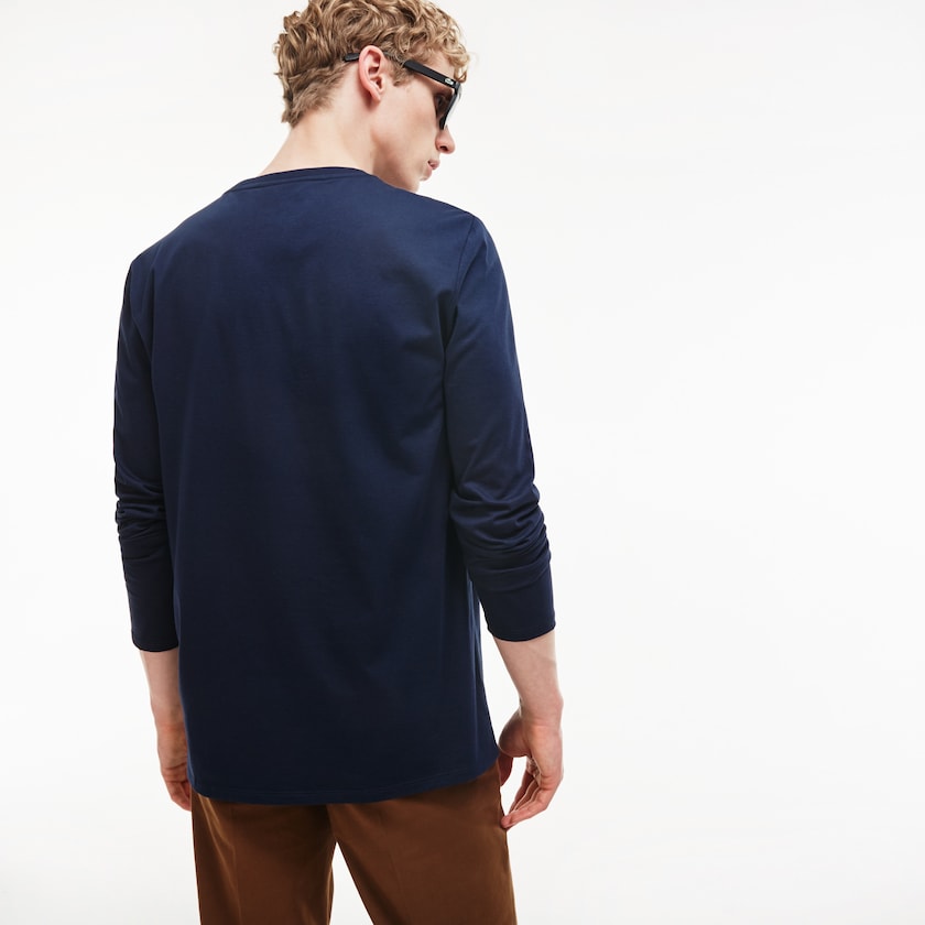 Camiseta Lacoste V-neck Soft Cotton Hombre Azul Marino Azules | XI4-25952S4