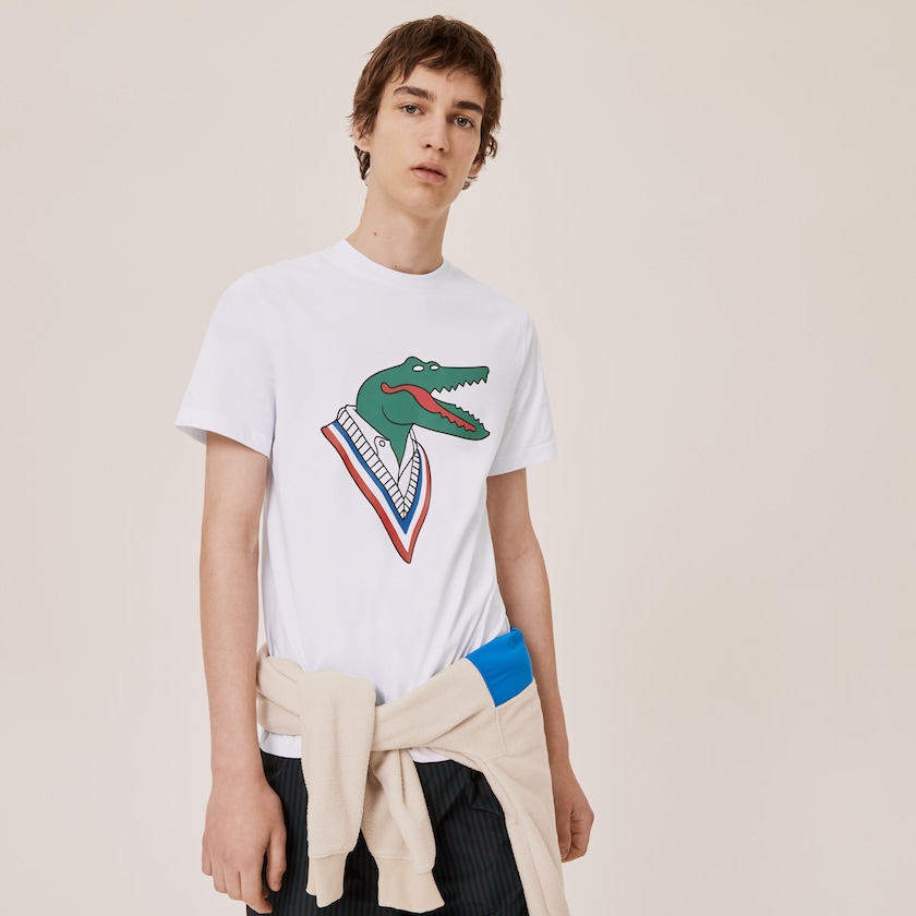 Camiseta Lacoste x Jean-Michel Tixier Graphic Mujer Blancos Rojos | GY6-84298Y3