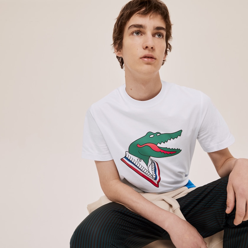 Camiseta Lacoste x Jean-Michel Tixier Graphic Mujer Blancos Rojos | GY6-84298Y3