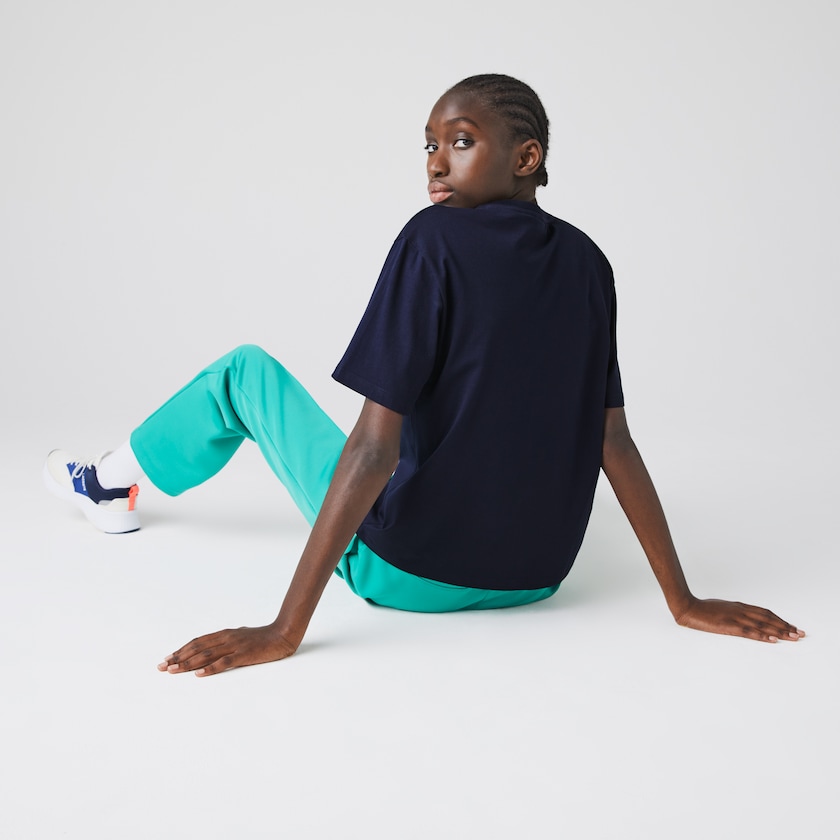 Camiseta Lacoste x National Geographic Cotton Mujer Azul Marino Azules Blancos | WP8-75807X7