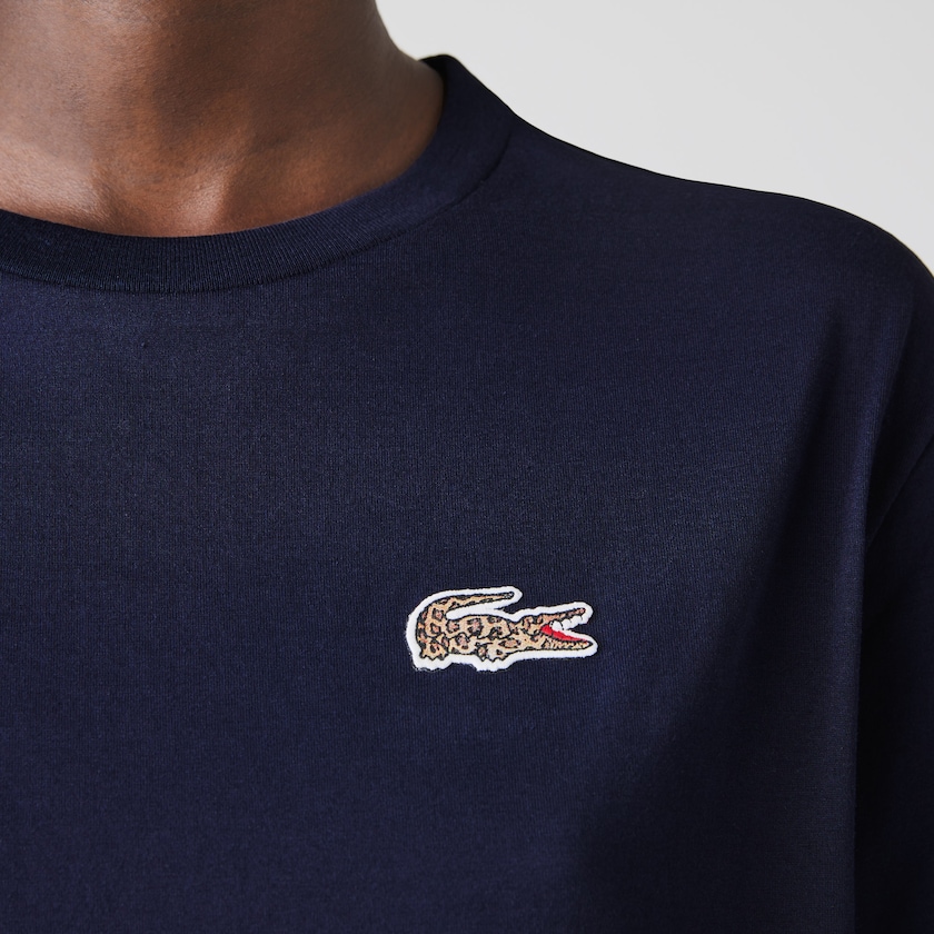 Camiseta Lacoste x National Geographic Cotton Mujer Azul Marino Azules Blancos | WP8-75807X7