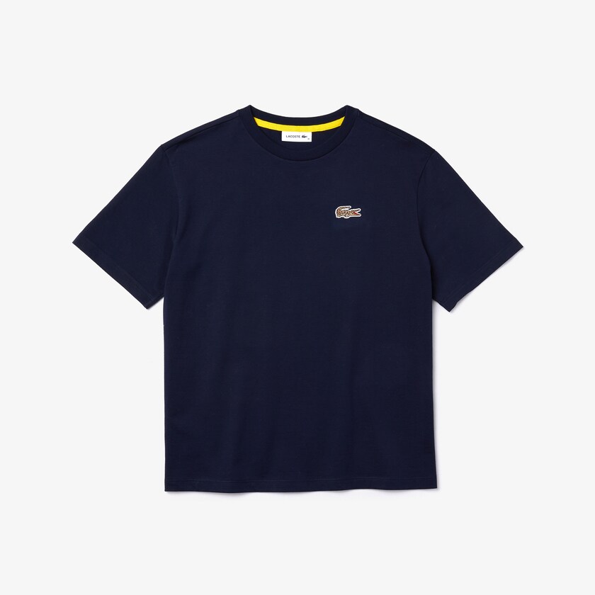 Camiseta Lacoste x National Geographic Cotton Mujer Azul Marino Azules Blancos | WP8-75807X7