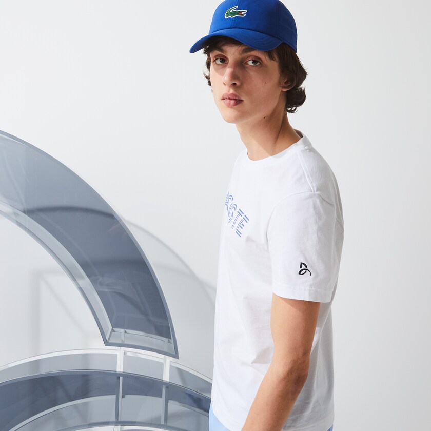 Camiseta Lacoste x Novak Djokovix Sport Hombre Blancos Azules | CG4-69046D3