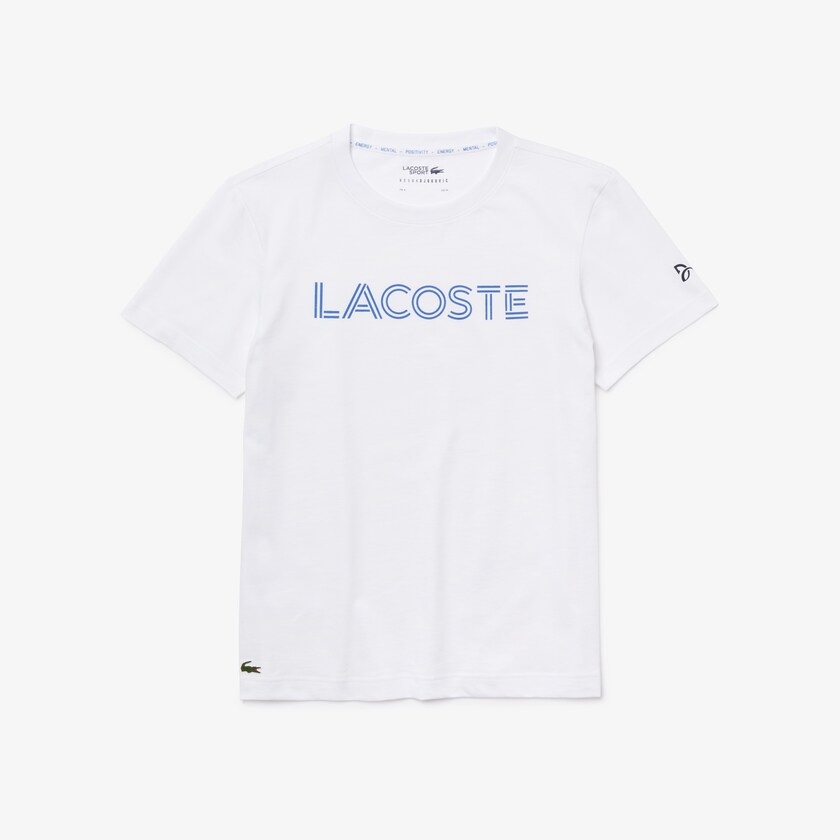 Camiseta Lacoste x Novak Djokovix Sport Hombre Blancos Azules | CG4-69046D3