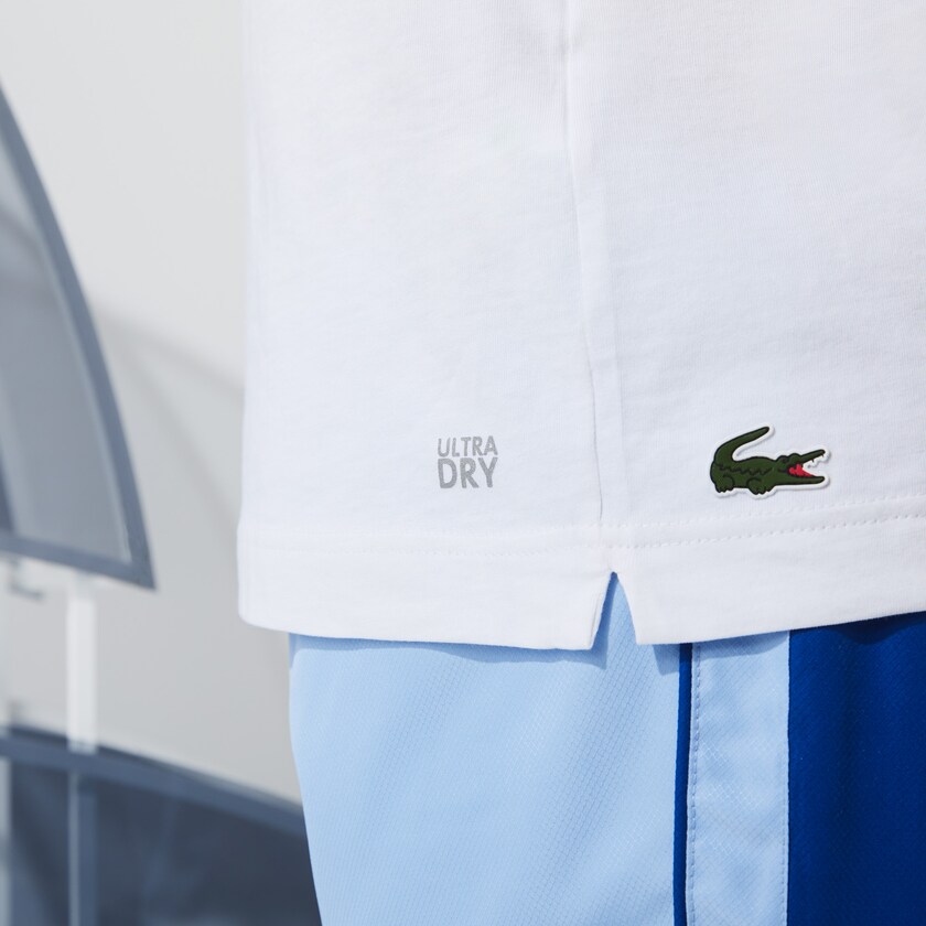 Camiseta Lacoste x Novak Djokovix Sport Hombre Blancos Azules | CG4-69046D3