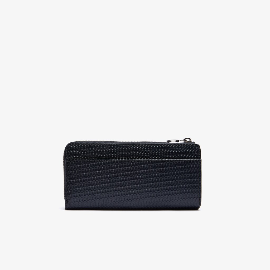 Carteras Lacoste Chantaco Branded Piqué Leather Zip Mujer Negros | TO2-73847B2