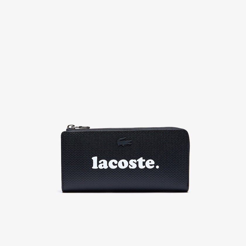Carteras Lacoste Chantaco Branded Piqué Leather Zip Mujer Negros | TO2-73847B2