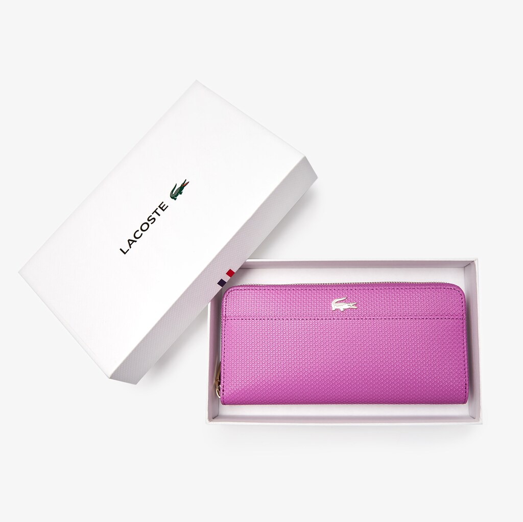 Carteras Lacoste Chantaco Leather 12 Card Mujer Rosas | MG1-21762O1
