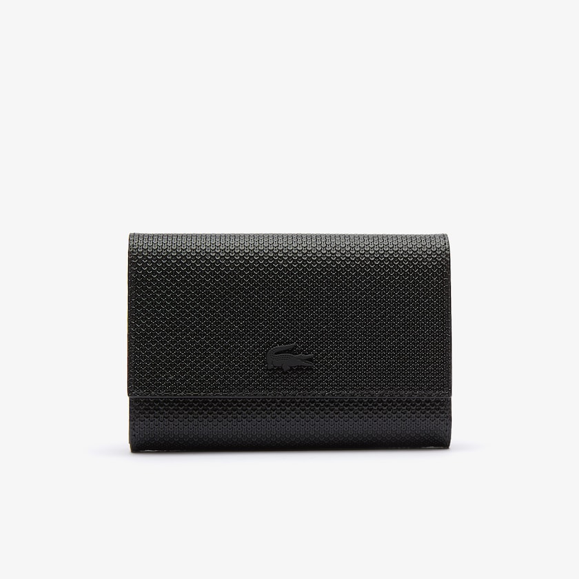 Carteras Lacoste Chantaco Matte Piqué Leather Snap Flap Mujer Negros | SO8-76497D8