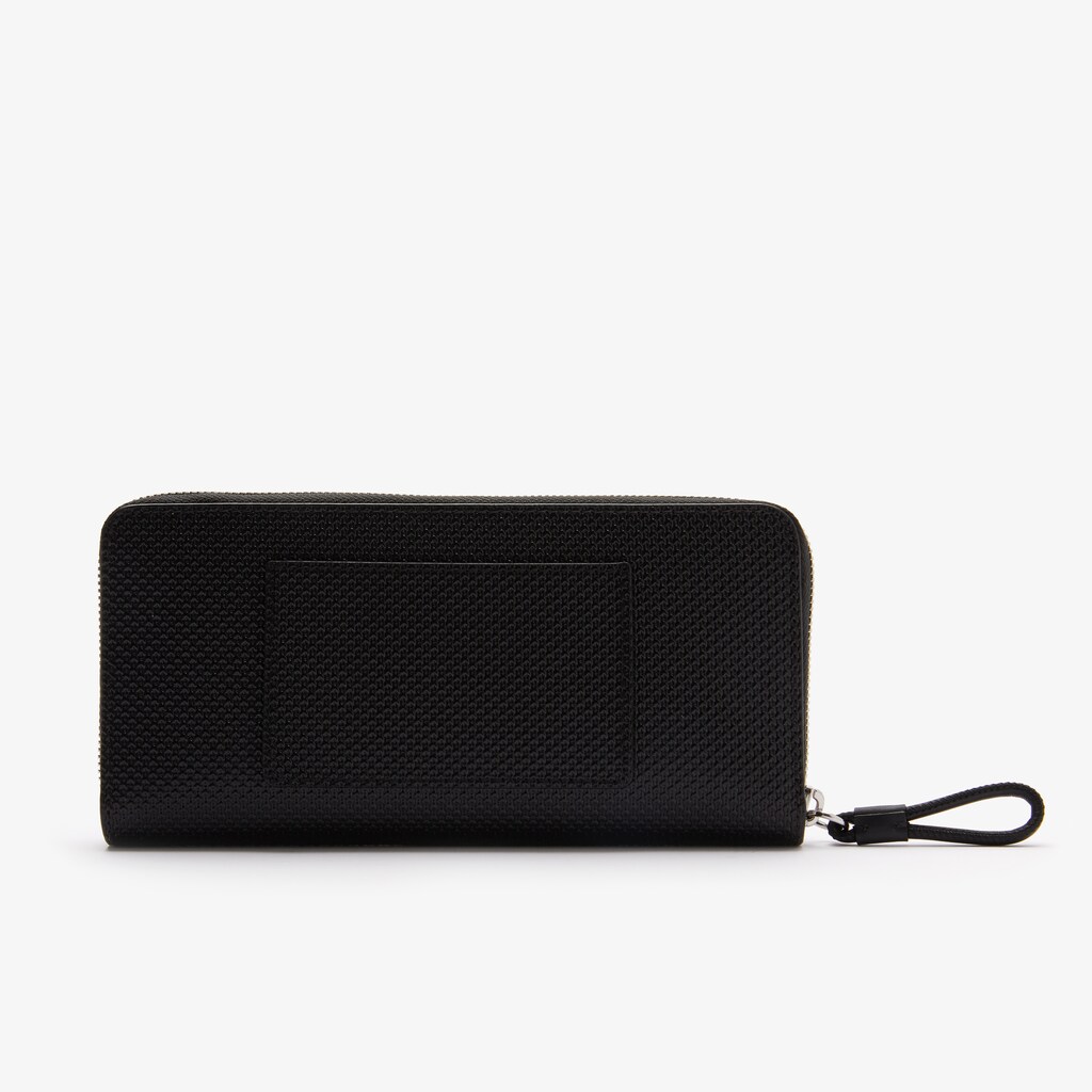 Carteras Lacoste Chantaco Matte Piqué Leather Zip Mujer Negros | MB6-35393N8