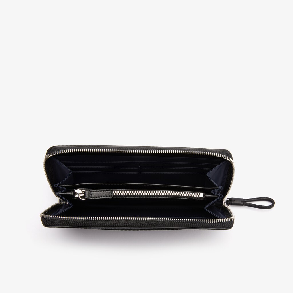 Carteras Lacoste Chantaco Matte Piqué Leather Zip Mujer Negros | MB6-35393N8