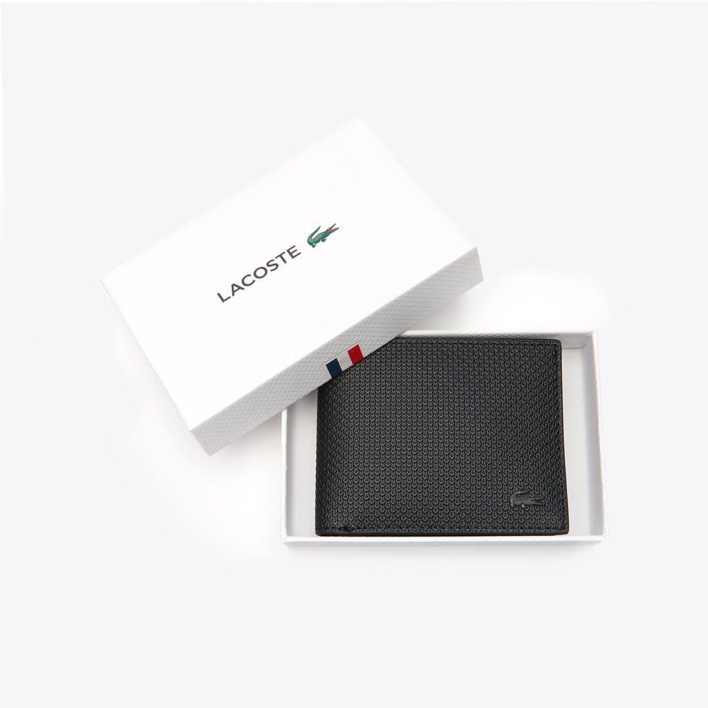 Carteras Lacoste Chantaco Piqué Leather 3 Card Hombre Negros | FO7-06940O7