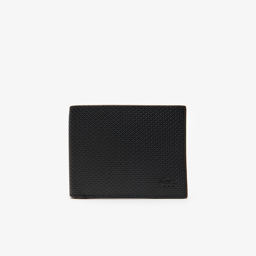 Carteras Lacoste Chantaco Piqué Leather 3 Card Hombre Negros | FO7-06940O7