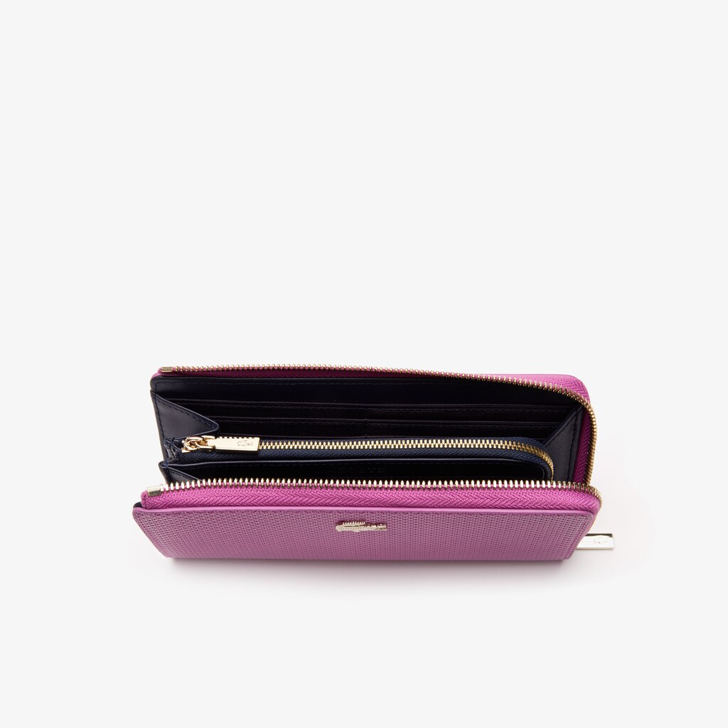 Carteras Lacoste Chantaco Piqué Leather 8-Card Zip Mujer Rosas | TZ0-74537Q6