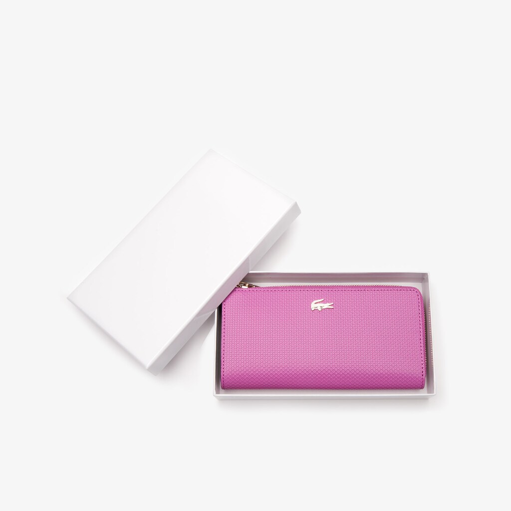 Carteras Lacoste Chantaco Piqué Leather 8-Card Zip Mujer Rosas | TZ0-74537Q6
