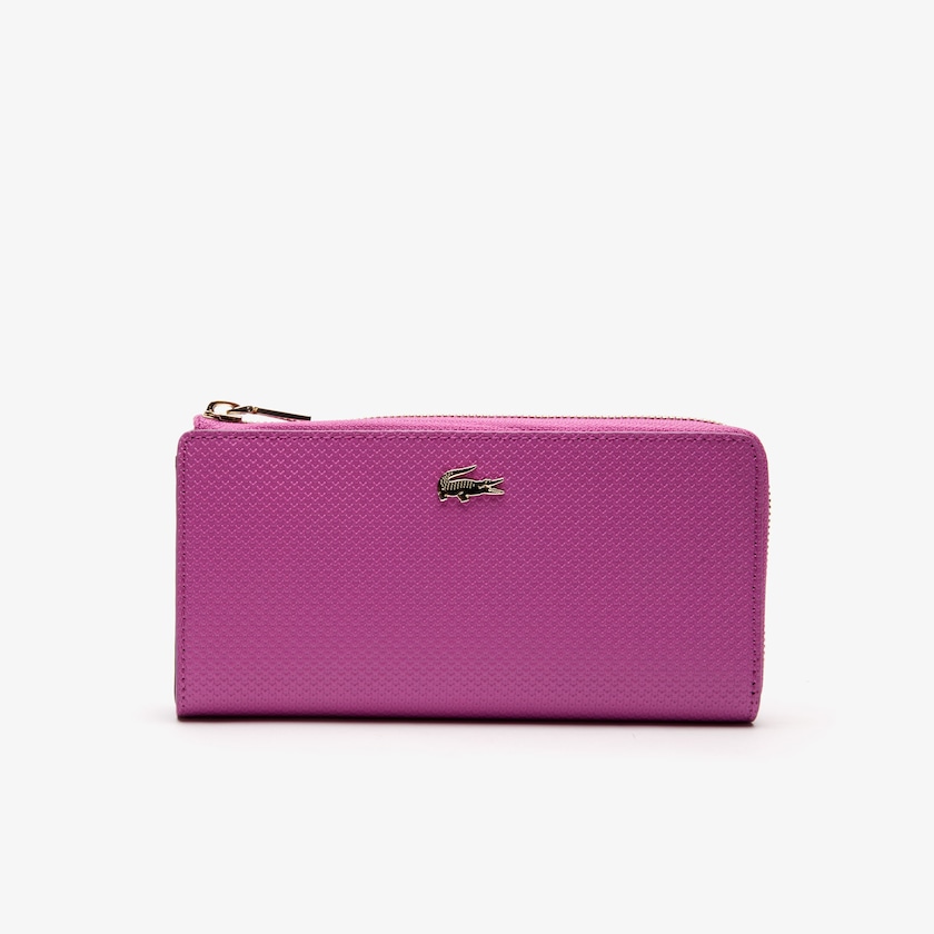 Carteras Lacoste Chantaco Piqué Leather 8-Card Zip Mujer Rosas | TZ0-74537Q6