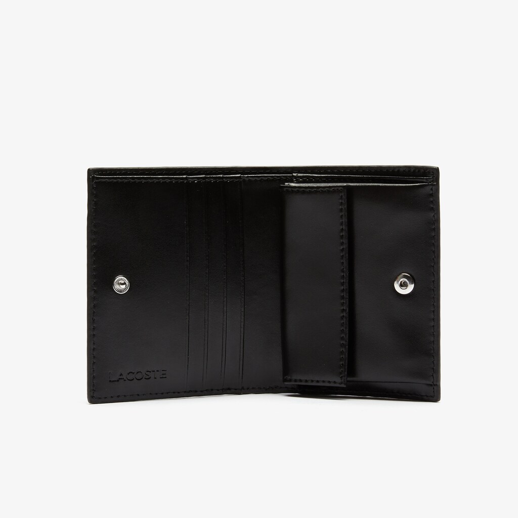 Carteras Lacoste Chantaco Small Piqué Leather Snap Mujer Negros | WS4-78357E0