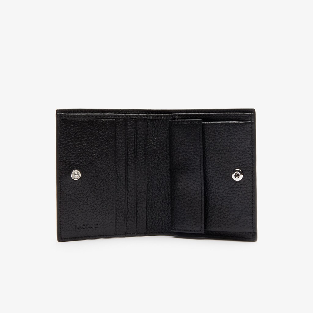 Carteras Lacoste Croco Crew Grained Leather Snap Mujer Negros | KE6-89968F4