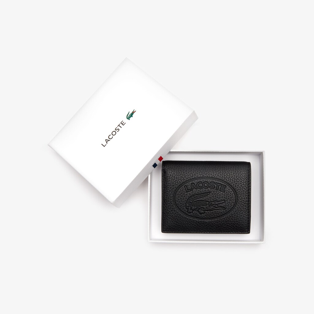 Carteras Lacoste Croco Crew Grained Leather Snap Mujer Negros | KE6-89968F4