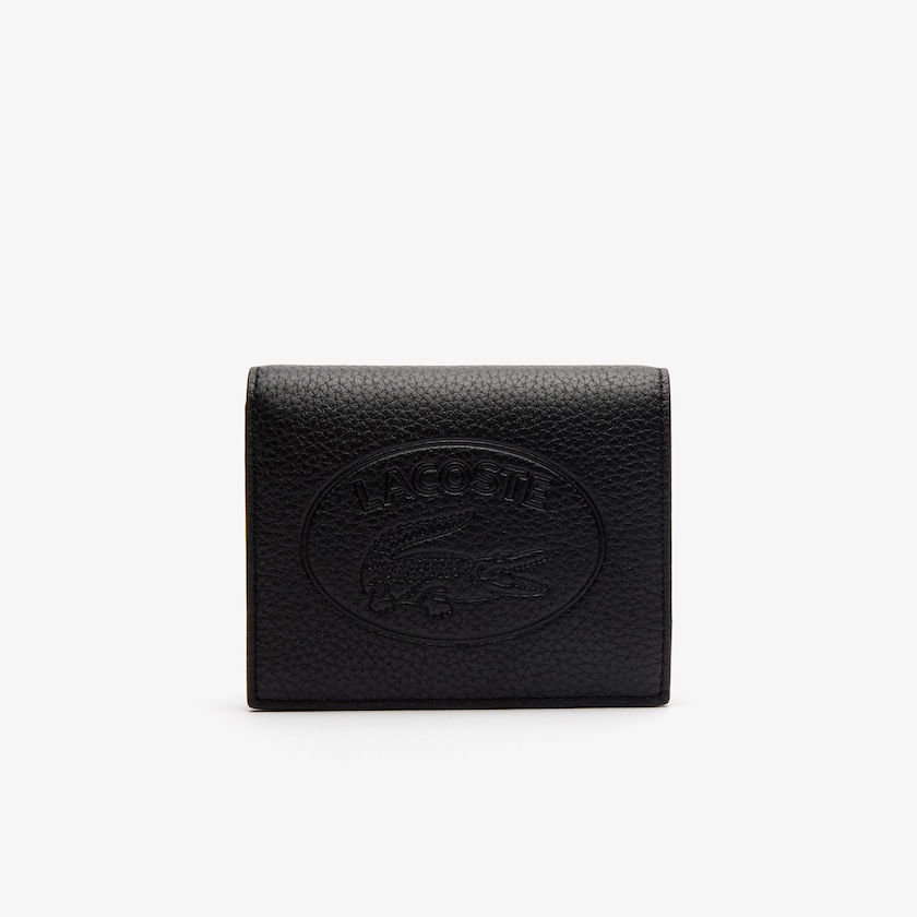 Carteras Lacoste Croco Crew Grained Leather Snap Mujer Negros | KE6-89968F4