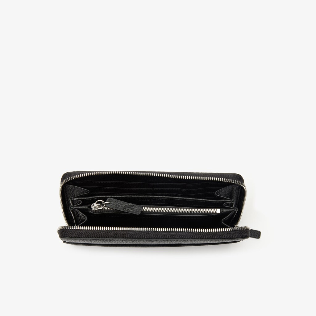 Carteras Lacoste Croco Crew Grained Leather Zip Mujer Negros | CE0-69526X3