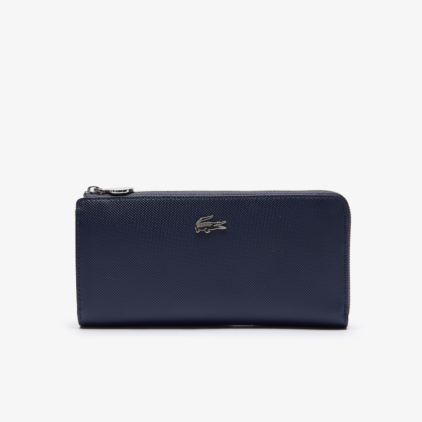 Carteras Lacoste Daily Classic Coated Piqué Canvas 10 Card Zip Mujer Azul Marino | QE5-92449C6