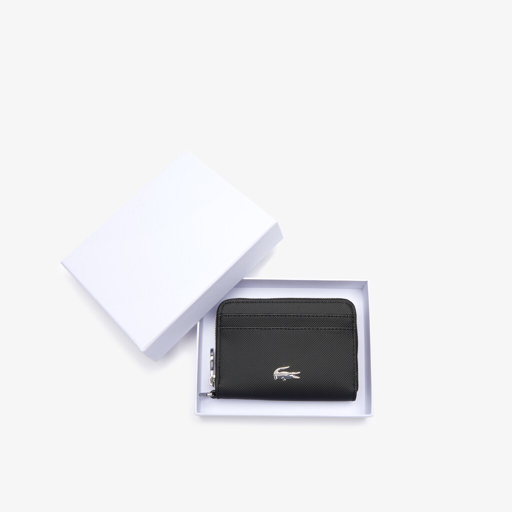 Carteras Lacoste Daily Classic Small Coated Piqué Canvas Zip Mujer Negros | AF8-11451V8