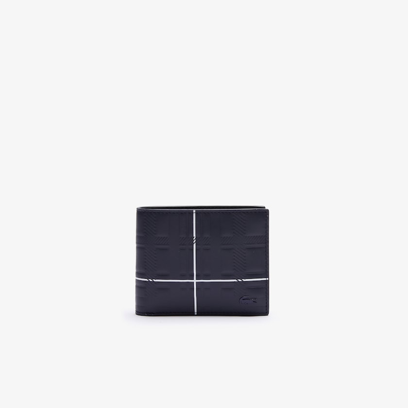 Carteras Lacoste Fitzgerald Check-Effect Textured Leather Hombre Azul Marino Azules Blancos | DK8-65966Y9