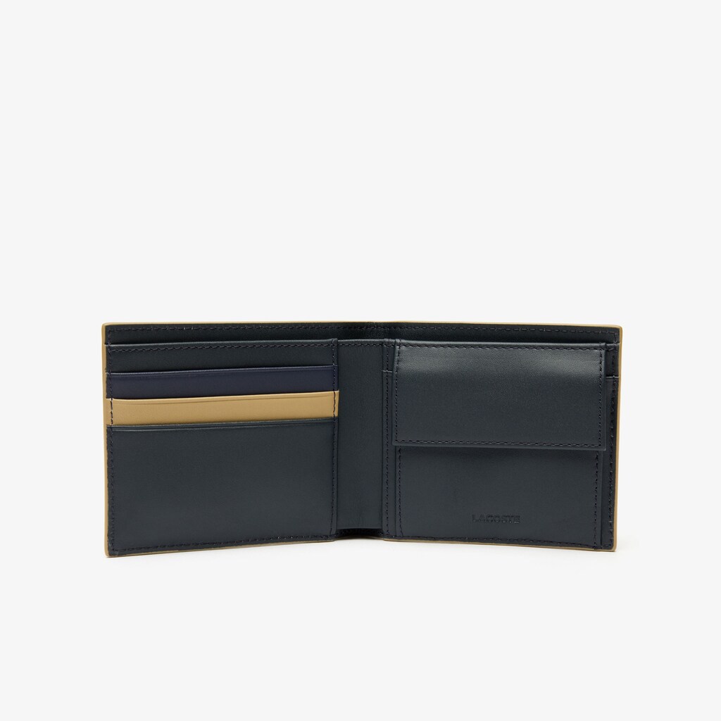 Carteras Lacoste Fitzgerald Colorblock Leather 3 Card Hombre Kaki | IE2-31563P8