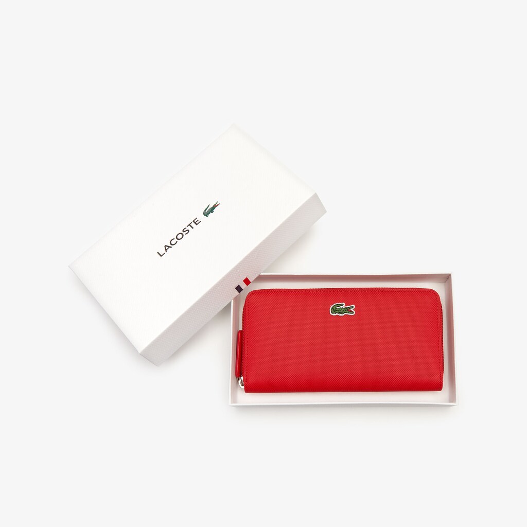 Carteras Lacoste L.12.12 Concept Petit Piqué 12 Card Zip Mujer Rojos | EG8-17961O7