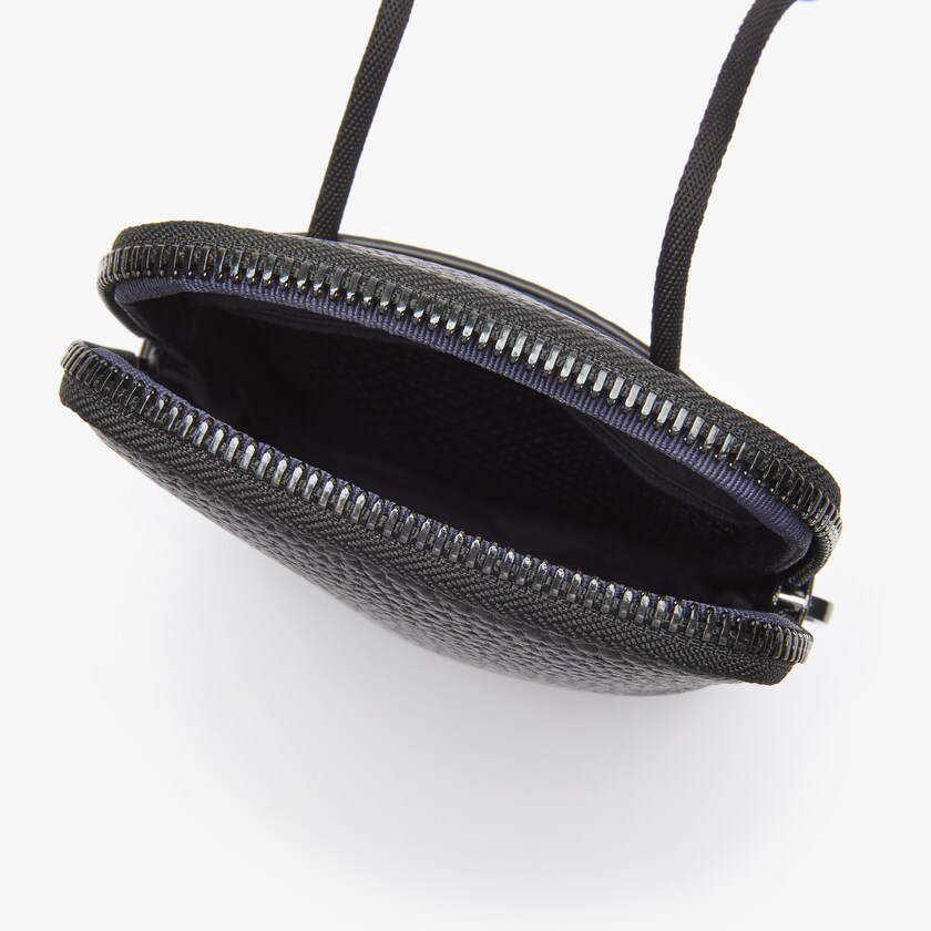 Carteras Lacoste Soft Mate Matte Full-Grain Leather Necklace Phone Hombre Negros | ER3-73827I7