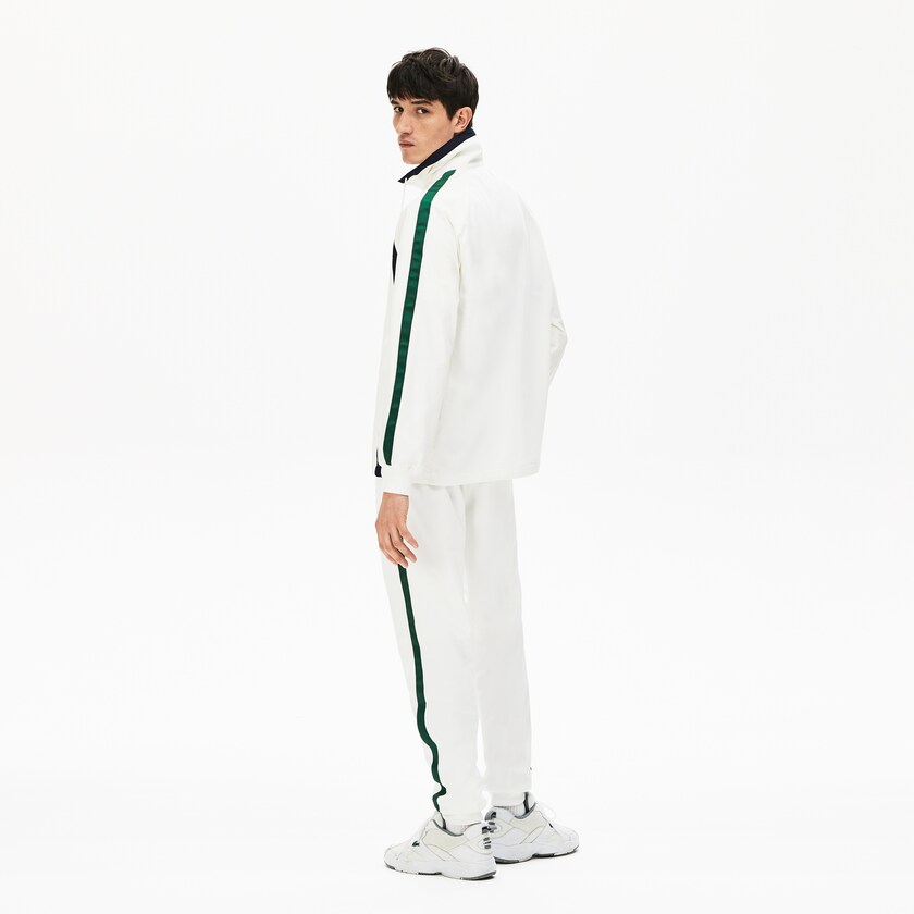 Chamarras Lacoste Heritage Stripe Track Hombre Blancos Azul Marino Azules Verdes | HI1-52495L6