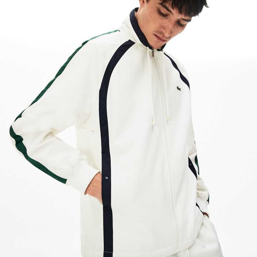 Chamarras Lacoste Heritage Stripe Track Hombre Blancos Azul Marino Azules Verdes | HI1-52495L6