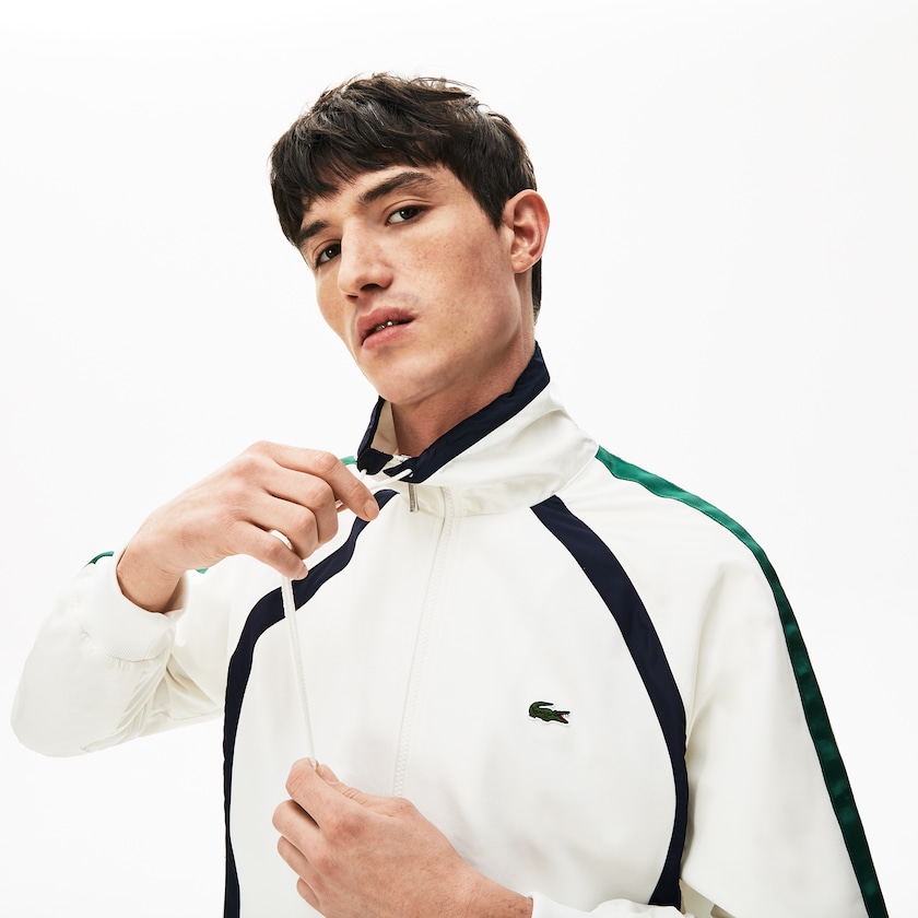 Chamarras Lacoste Heritage Stripe Track Hombre Blancos Azul Marino Azules Verdes | HI1-52495L6