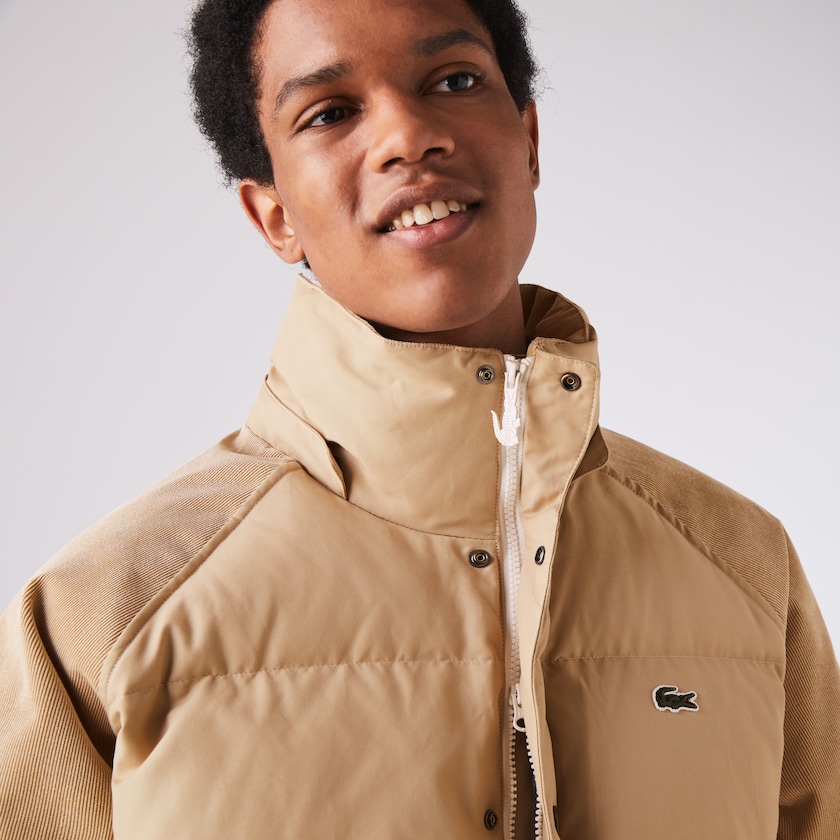 Chamarras Lacoste LIVE Hooded Short Hombre Beige | ND7-96569J4