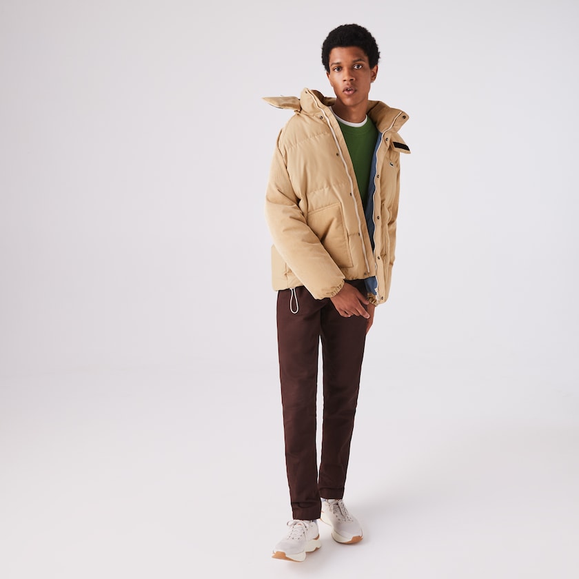 Chamarras Lacoste LIVE Hooded Short Hombre Beige | ND7-96569J4