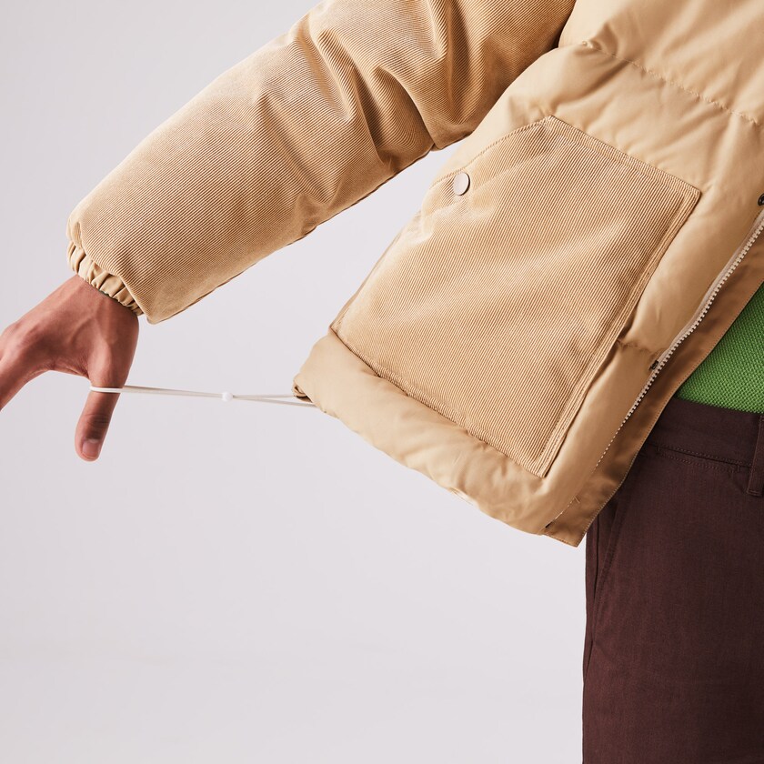 Chamarras Lacoste LIVE Hooded Short Hombre Beige | ND7-96569J4