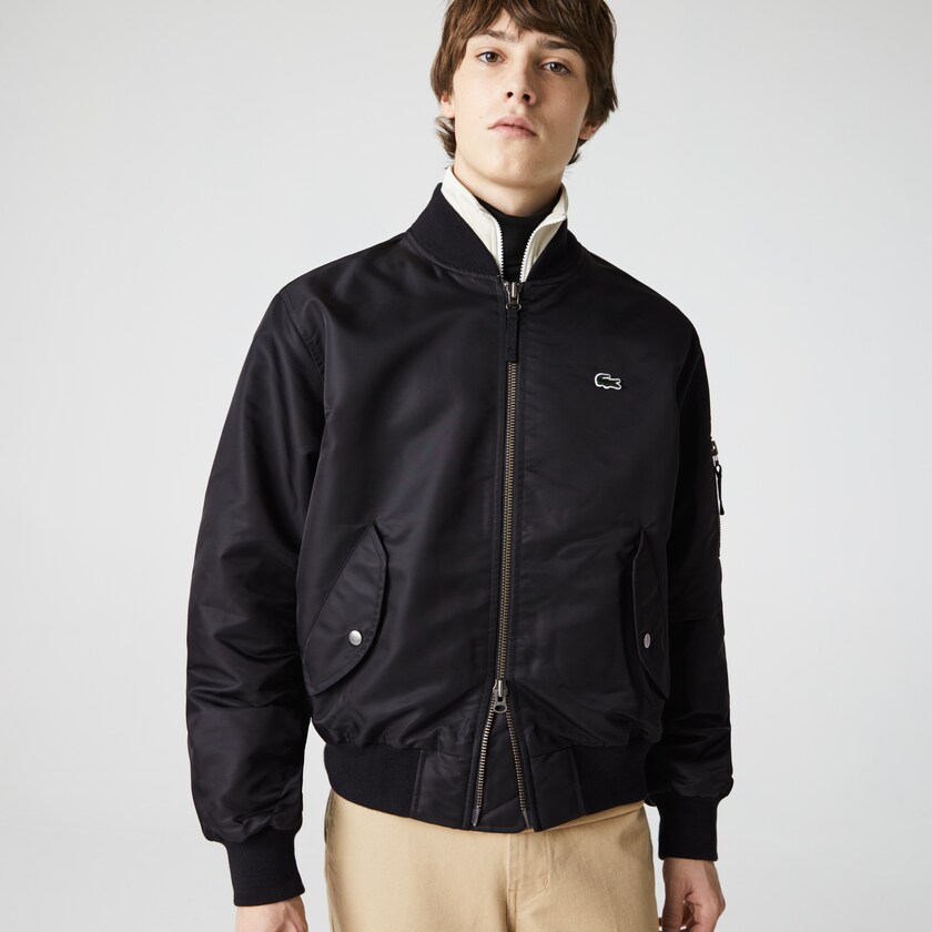 Chamarras Lacoste LIVE Oversized Contrast Bomber Hombre Negros | ZK2-86708C1