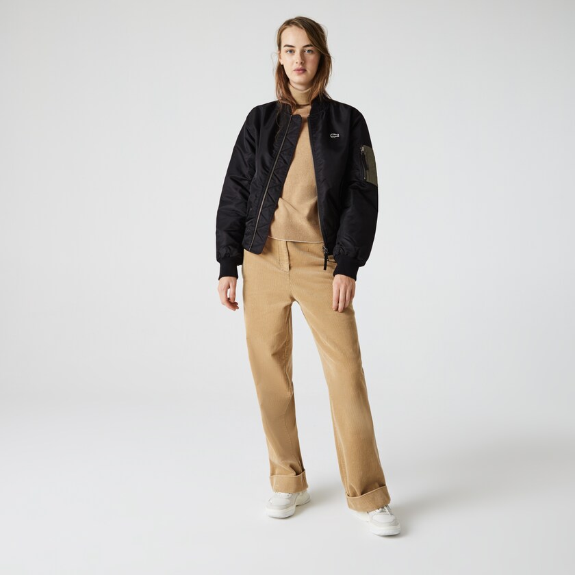 Chamarras Lacoste LIVE Oversized Contrast Bomber Hombre Negros | ZK2-86708C1