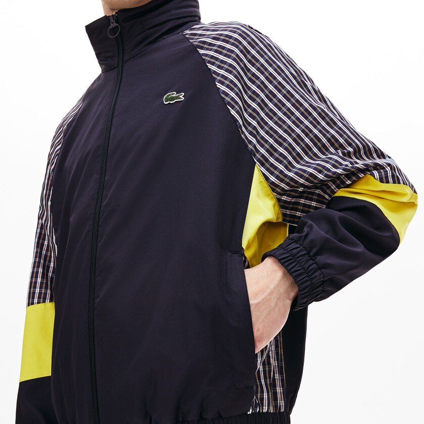Chamarras Lacoste LIVE Patchwork Track Hombre Azules Amarillos Blancos | UV4-87738H0