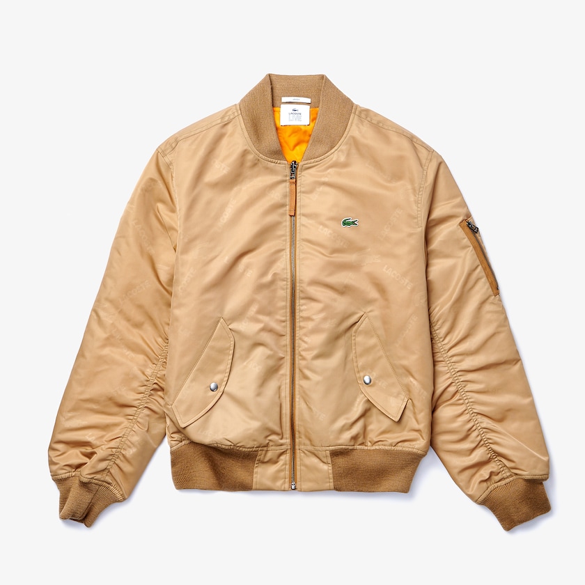 Chamarras Lacoste LIVE Reversible Monogram Patterned Bomber Mujer Beige Naranjas | LQ5-39913N7
